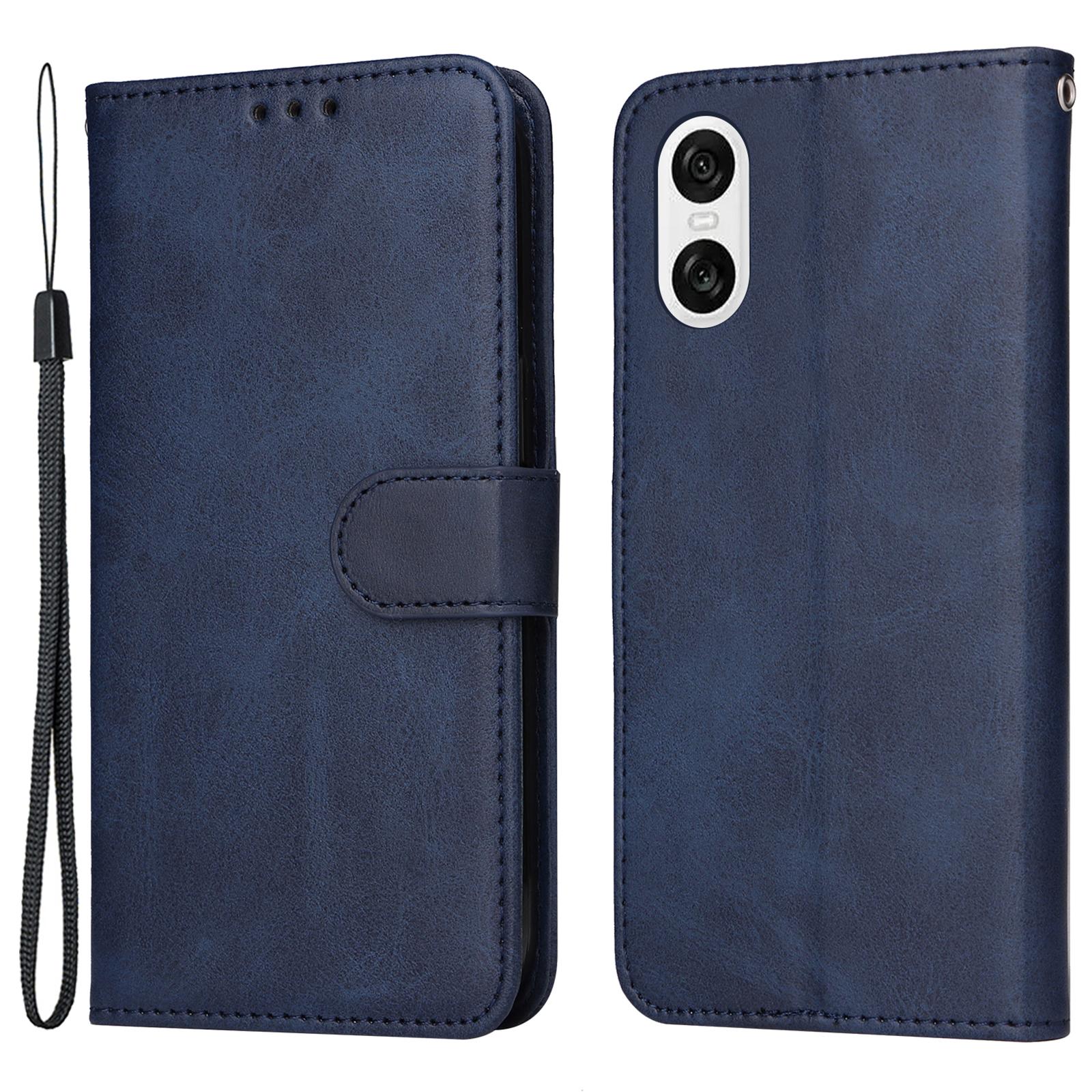 

Для Sony Xperia 10 VI Чехол Кожа теленка Текстура Кошелек Слоты для карт Противоударный Чехол для телефона Blue