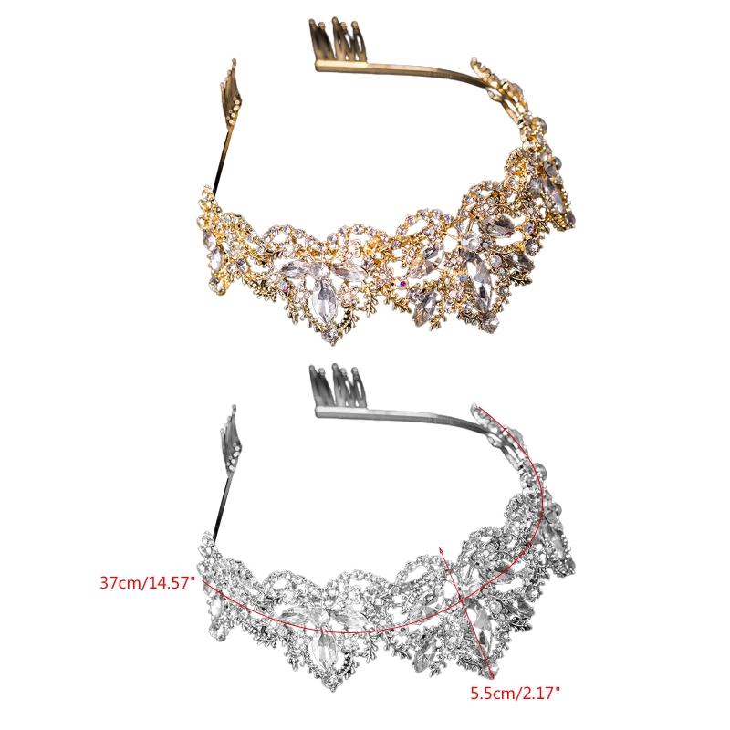 Women Girls Princess Elegant Crown with Combs Headbands Bridal Wedding Tiara Birthday Party for Women Girl Jewelry Gift