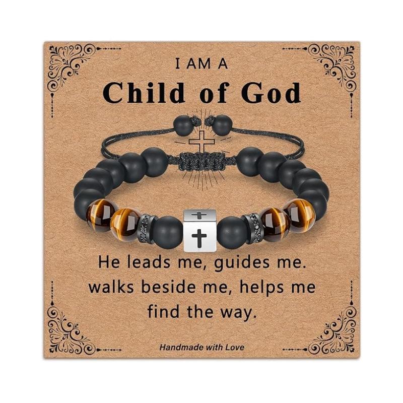 JYL TS Bracelet Adjustable Square Cross Charm Deepens Faith & Inner Peace Child of God ua синий