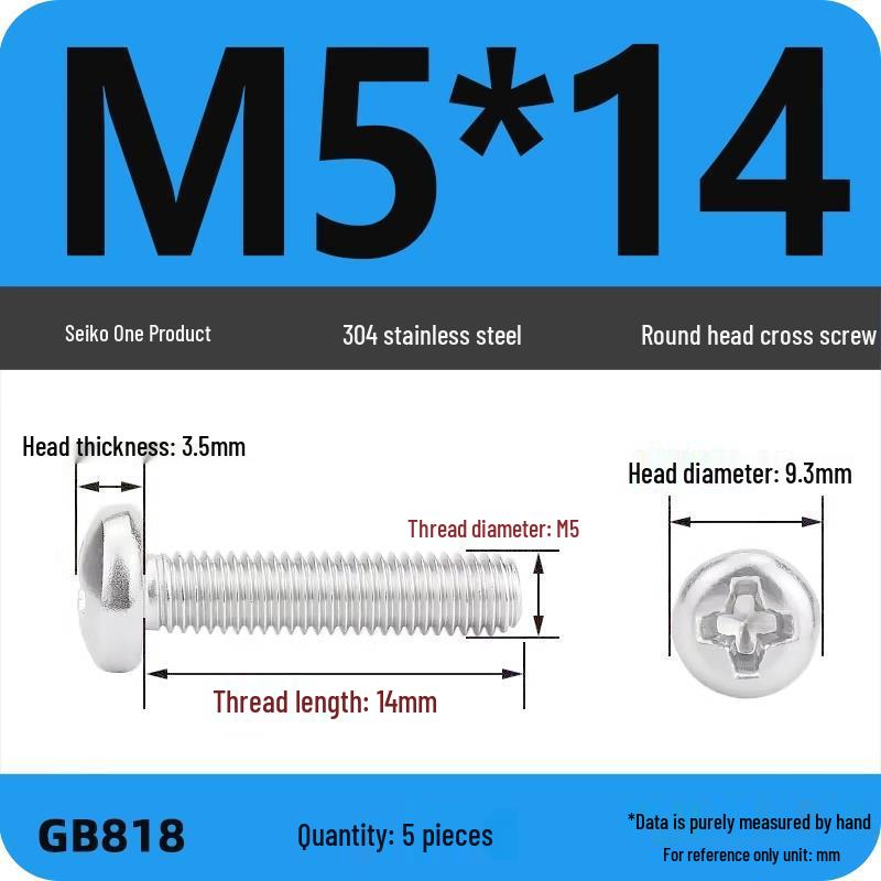 Phillips Pan Head Machine Screws, 304 Stainless Steel, Sizes M1-M10