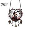 Creepy Skeleton Theme Decor Halloween Acrylic Love Heart Wreath Ornament, Cartoon Owl Ghost Witch Festive Hanging Decoration Decor, Party Pendant with