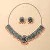 Retro Diamond-encrusted Pearl Tassel Earrings Necklace Set Retro Accessories