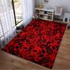 Red and Black Floral Pattern Area Rug, Modern Decorative Carpet Design Suitable for Use As an Anti-slip for Living Room Bedroom Sofas