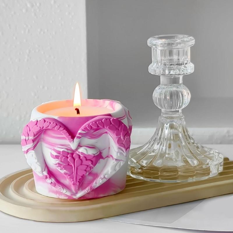 Candle Cup Mold Heart Shape Succulent Planter Moulds for Crafting Unique Candle Cup Suitable for Handmade Candle Cup