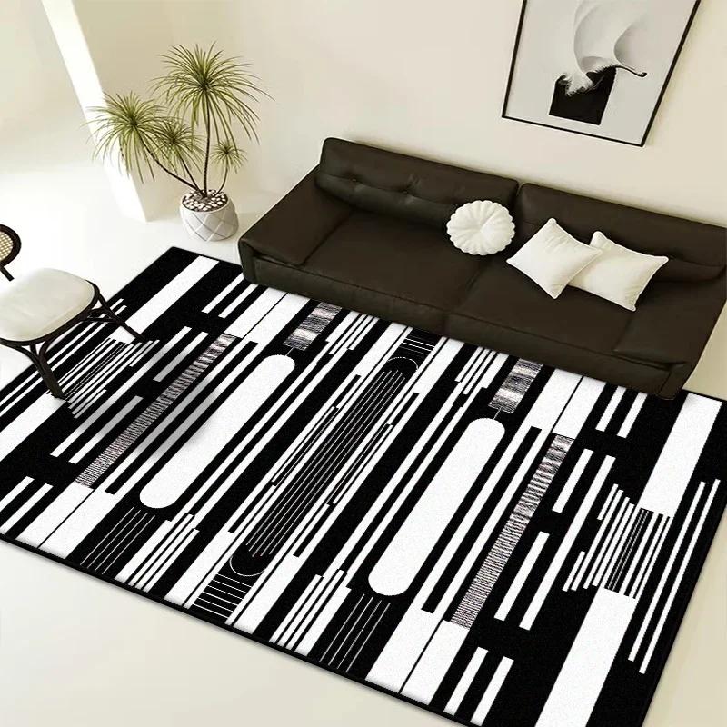 Chic Luxury Decoration Living Room Carpet -  Colored Striped Non-slip Washable Rug for Bedroom Bedside Fluffy Floor Mat Home