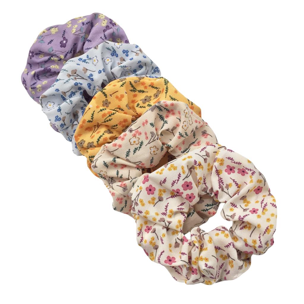 6pcs/lot Hair Scrunchies Bands Scrunchy Ties Ropes Ponytail Holder for Women Accessories Fabric Headwear Ditsy Floral Sweet Cute