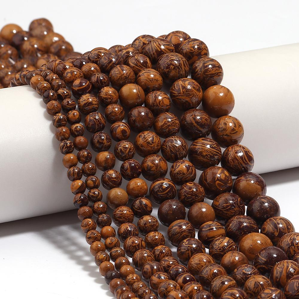 1 Strand 4/6/8/10mm Natural Stone Beads Golden Silk Jade Round Loose Beads For Jewelry Making DIY Bracelets Necklace Accessories