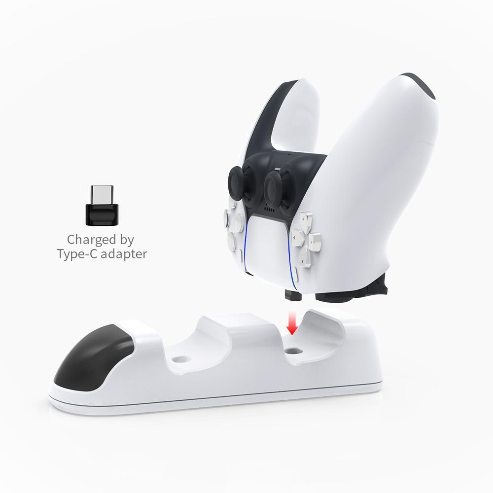 Dual USB Fast Charger for PS5 Dual Sense Controller, Playstation 5, Audio Charging Station, Wireless Controllers