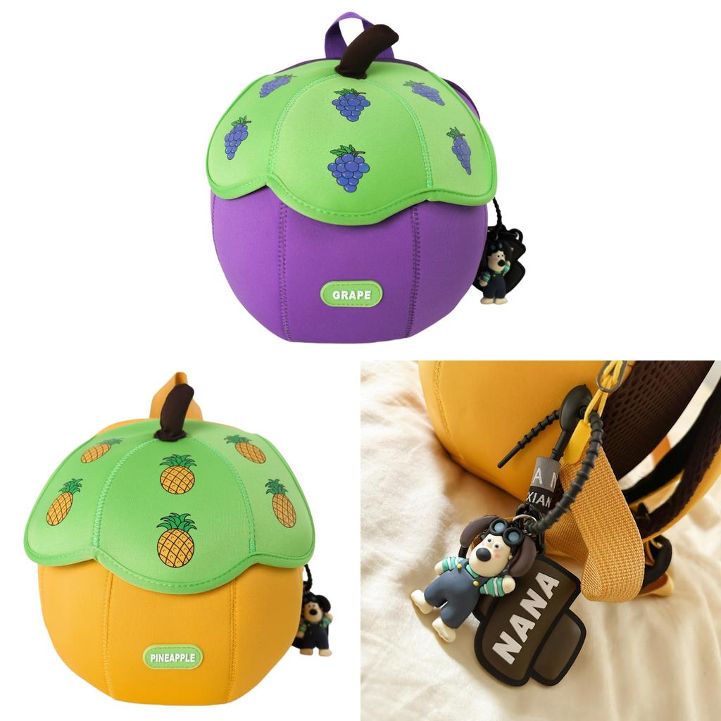 Cotton Kids Backpack With Fruit Print For Toddler Daily Use