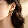 Vintage Retro Distressed Butterfly Stud Earrings - Chinese Style Stone Pendant Jewelry