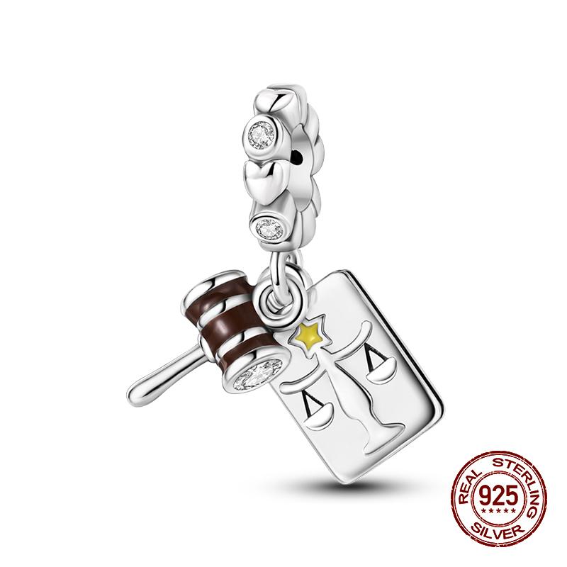 100% 925 Sterling Silver Guitar Musician Painter Doctor Career Charm Bead Fit 925 Original Bracelet DIY Souvenir Jewelry