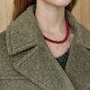 Maxza Wide Collar Bijo Decoration Double Half Coat Khaki 