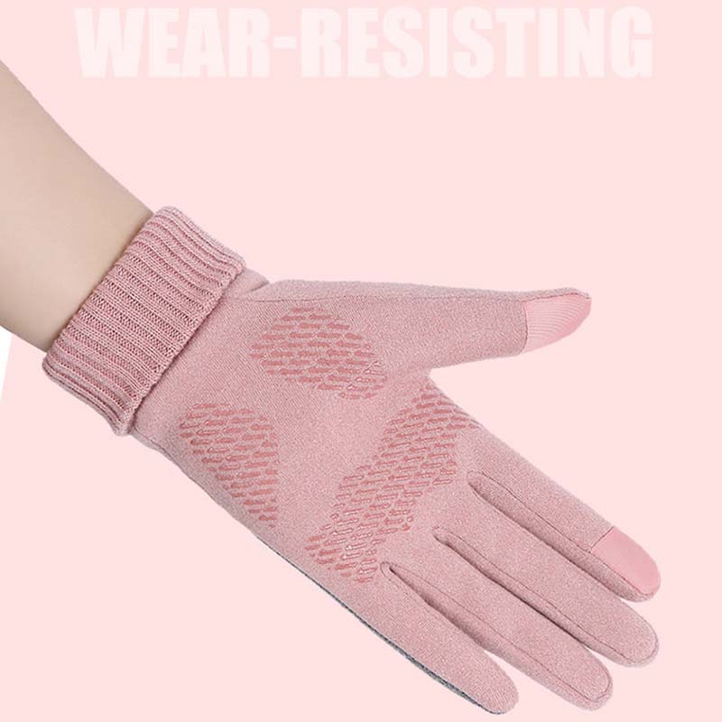 Mănuși pentru femei, iarnă, caldă și rezistentă la frig, plus catifea, îngroșată, anti-alunecare, mănuși sport din bumbac