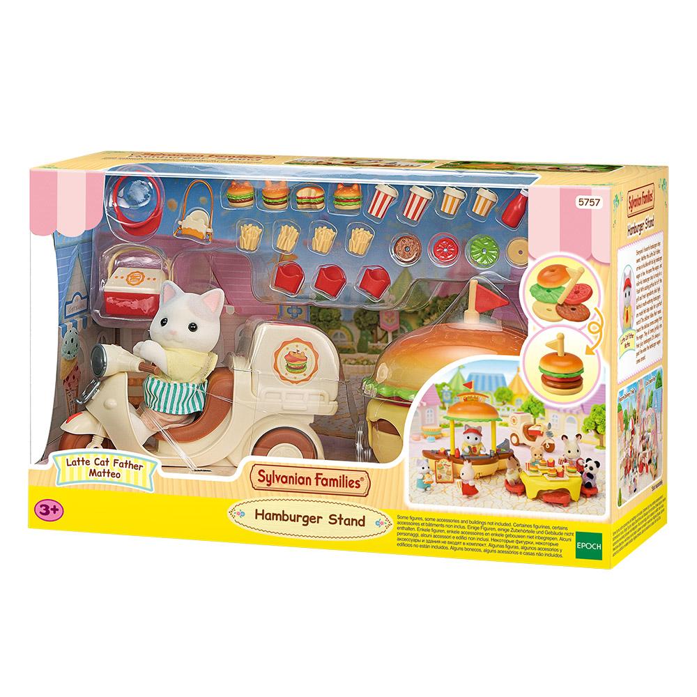[Toytron] Sylvanian Families Latte Cat s Hamburger Cart Playset