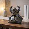 Bull Ruler of Darkness Bust Toned Highlights ChineseStyle Figurine Handmade Cast MetalResin