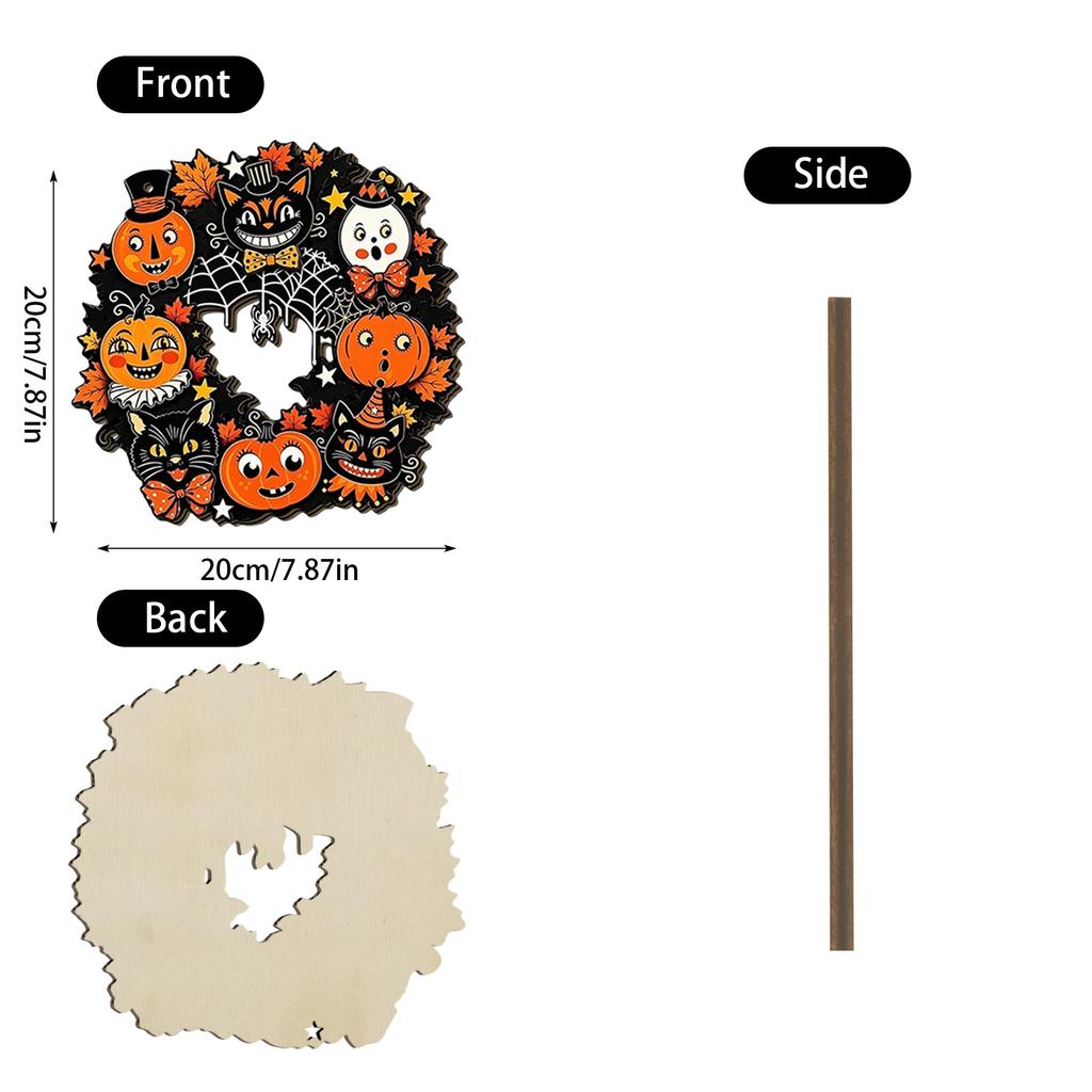 Wooden Halloween Hollow Hanging Ornament, Openwork Cutout Decorative Pendant for Home, Party and Seasonal Decor