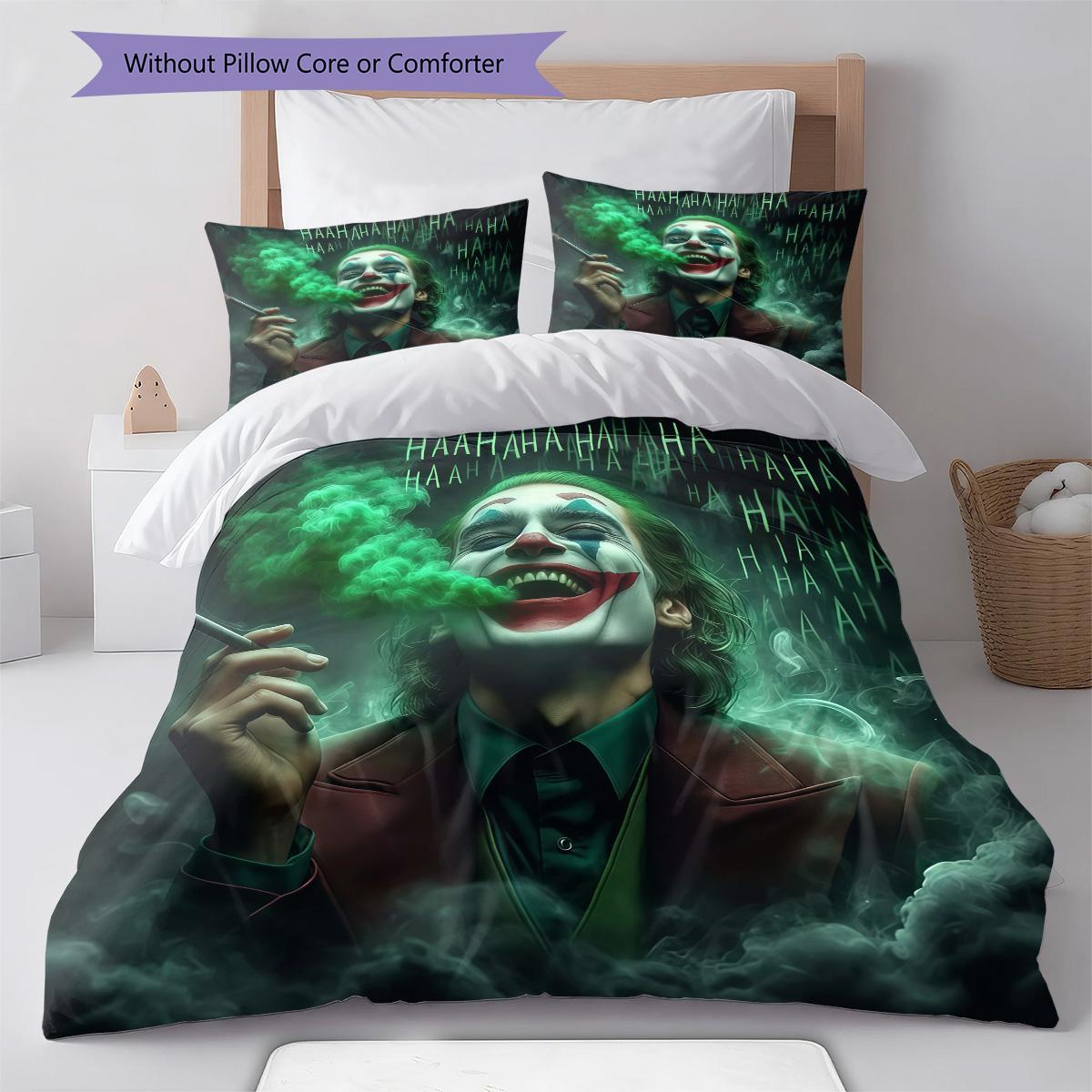 

Joker Soft Bedding Quilt Set Quilt Pillowcase Home Decoration Birthday Gift (1 * duvet cover + 2 * pillowcase, without core) 135x200cm