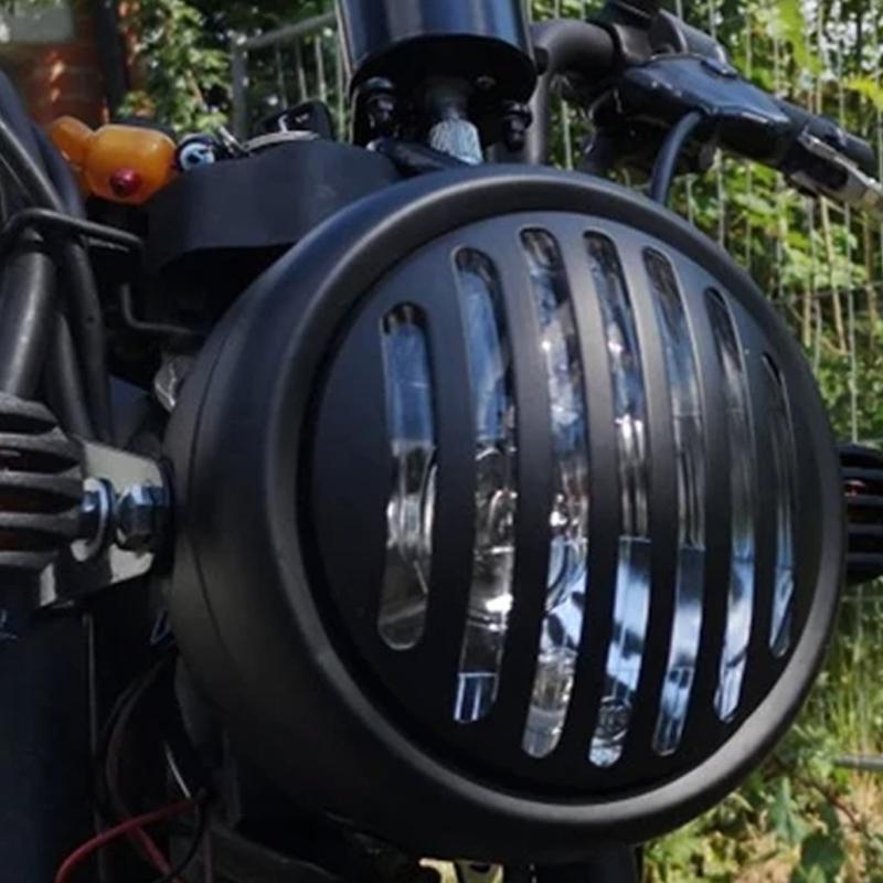 Waterproof Retro Motorcycle Grill Headlight Superior Lighting Accessories For CG125 Night Rides, High Impacts Resistance