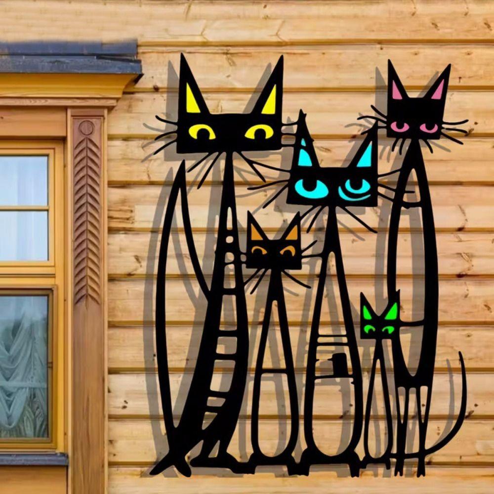 Colorful Cat Wall Art Wrought Iron Cat Wall Ornament Metal Cat Wall Art  Garden Decoration