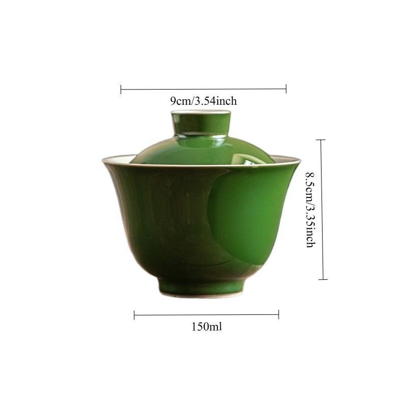 Chinese Emerald Green Gaiwan Anti Scalding Vintage Tea Tureen Household Tea Brewing Cover Bowl Tea Items Decoration Gifts