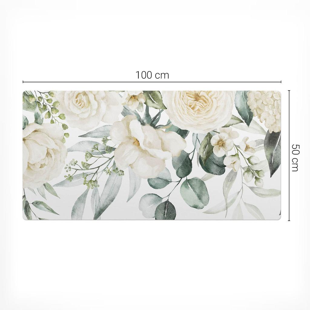 Antypoślizgowa Mata Na Biurko Z Grafiką Kwiatowy Wzór Vintage 100X50 Cm