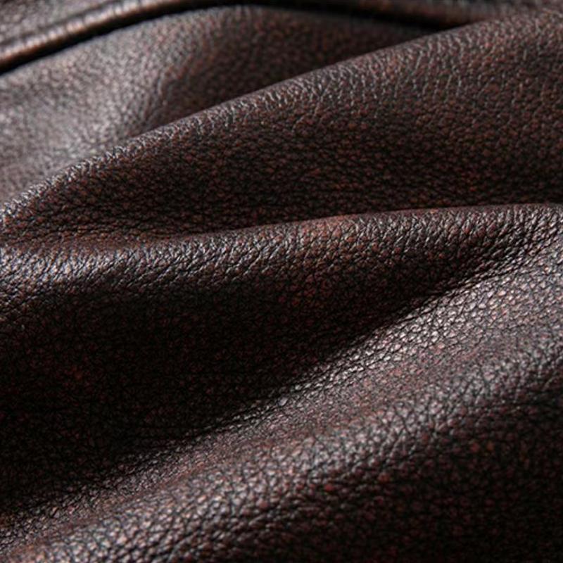 Spring New Men's Leather Motorcycle Jacket Stand Collar Retro Style Men's Leather Coat Top Layer Cowhide Coat Calfskin