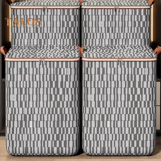 2Pcs Heavy Duty Clothing Storage Bags with Reinforced Handles Large Capacity Double Zipper Quilts Toys Organizer Laundry Baskets