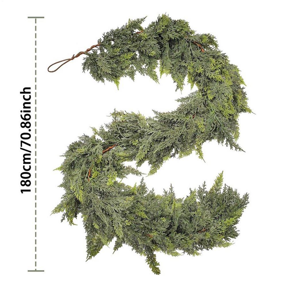 5.91 Feet Christmas Cypress Garlands Artificial Cedar Pine Simulated Green Hanging Tabletop Plants Artificial Decor Vine Door