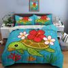 Turtle with Flowers Underwater Bedding Set for Kids Luxury Gift 3pcs Digital Print Comforter Set Soft Comfortable Breathable