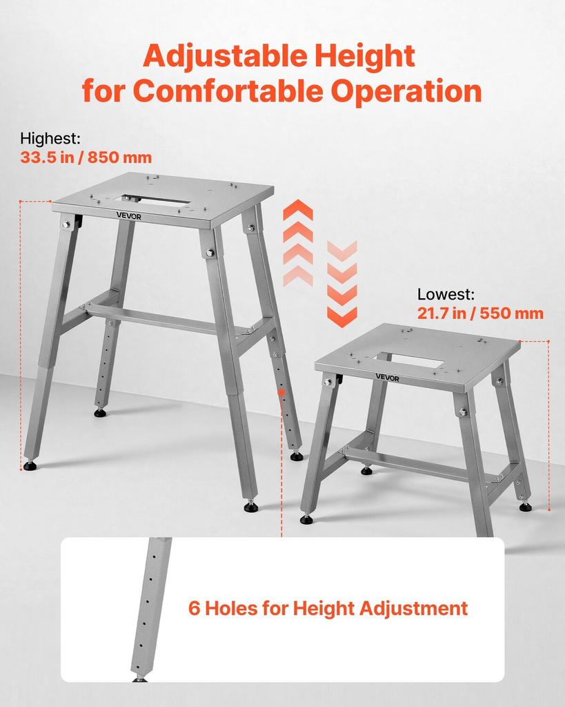 Electric Meat Bandsaw Stand, Floor Stand with Adjustable Height, Stable H-Shaped Frame, Anti-Slip Foot Pads, for Our Bone Saw Machine, Compatible with