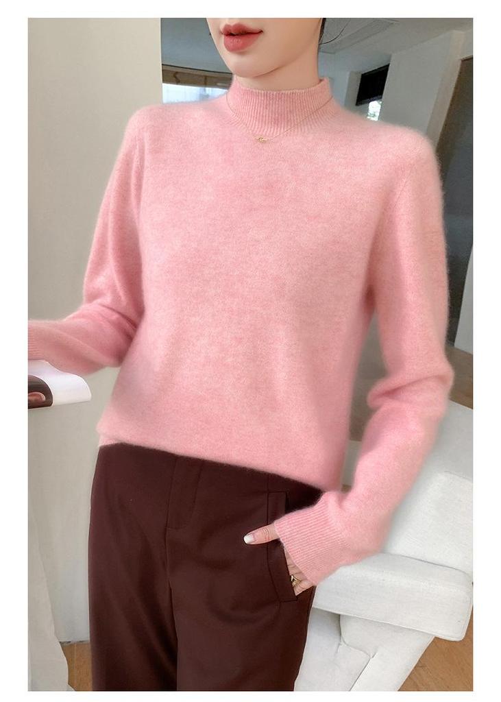 Luxury Women's Cashmere Half-High Collar Sweater, Light and Skin-Friendly, Perfect for Autumn and Winter