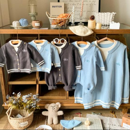 Autumn Family Clothing Set: Stylish Parent-Child Sweaters for a Family of Three, Perfect for Baby s First Full Moon Celebration. Child Top 110