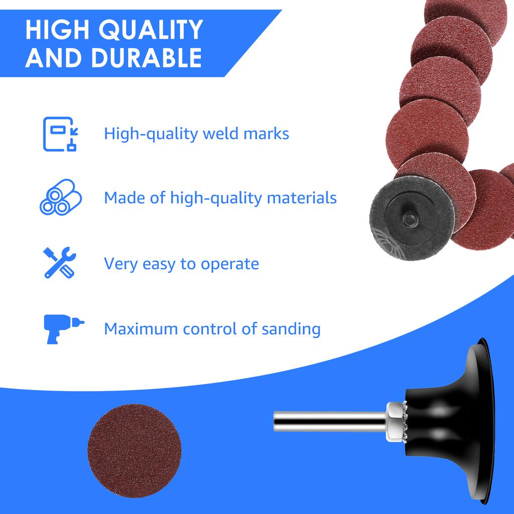 50PCS 2 inch Sanding Discs Kit 80/120 Grit Grinding Sandpaper with Back Pad Vehicle Sanding Sand Paper for Power Tool Sander