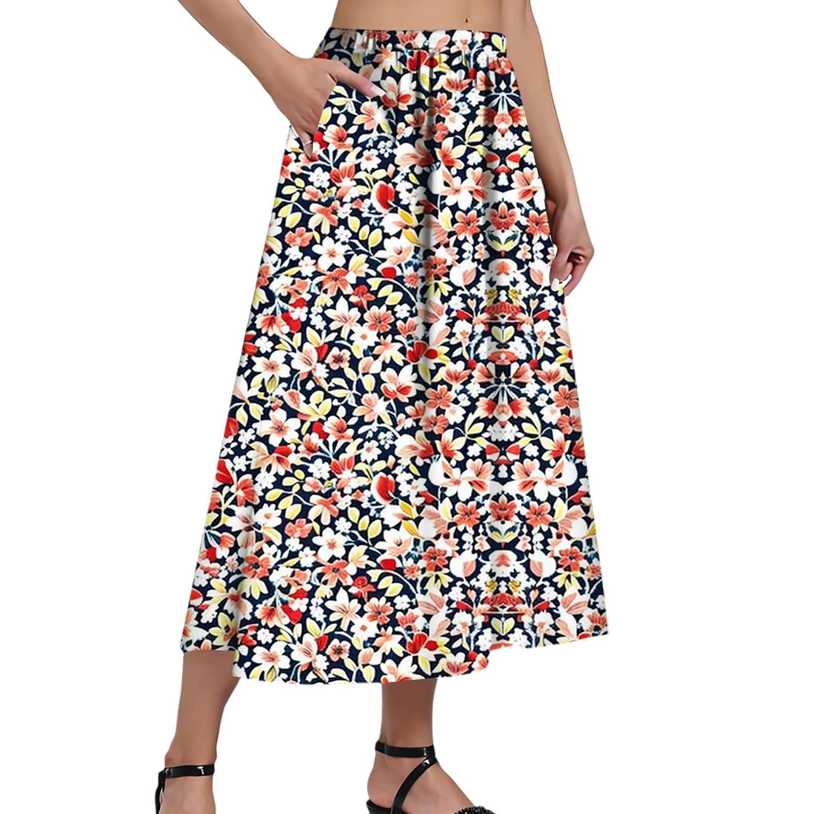 

Жіноча Повсякденна Модна Спідниця з Градієнтним Смугастим Принтом Еластична Вільна З Кишенями Плісована Спідниця-півсонце (З бічною кишенею) XL кавун червоний колір