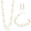 Creative Sparkly Pearl Necklace and Earrings Set , High - Grade Banquet Jewelry 4 - Piece Set