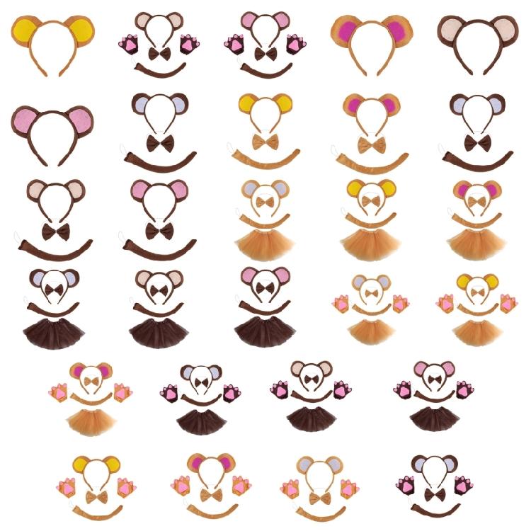 Halloween Monkey Costume Accessories Include Monkey Ear Headband Monkey Tail Bowtie Glove Skirt for Kid Boy Girl Cosplay