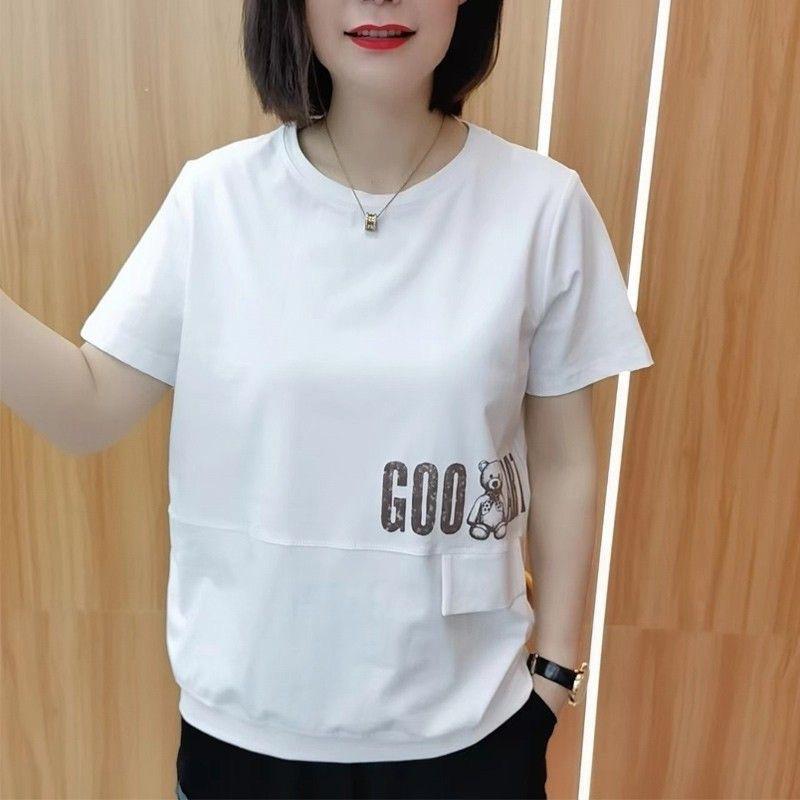 Short-sleeved T-shirt for Women's New Summer Loose and Slim Shirt for Middle-aged Mothers Fashionable Summer Top