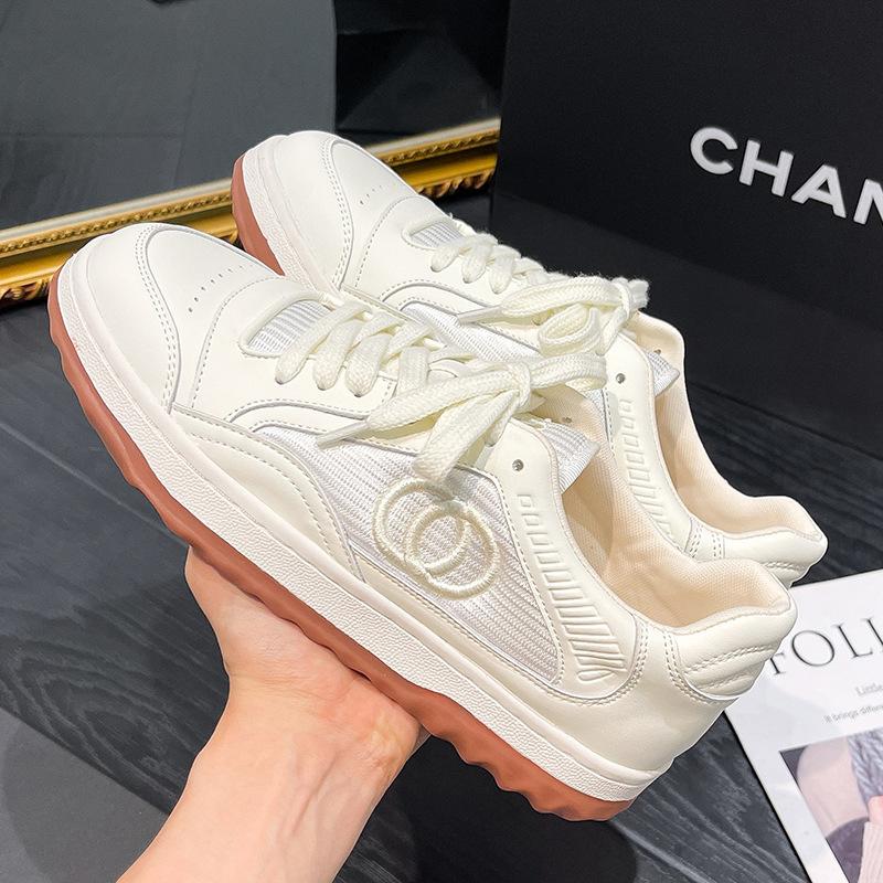 Cowhide Little White Shoes 2025 Spring New Thick-soled Sports Versatile Casual Shoes Women's Small Fragrant Style Flat-soled Dad Shoes Women