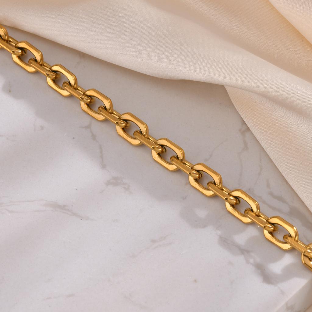 Collane Moda Acciaio Inossidabile Catena Fatta a Mano Collana Grossa Donna Oro 18K