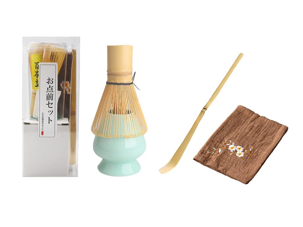 Tea Ceremony Set, Including a Tea Whisk, a 100-piece Tea Whisk Holder, a Straightening Tea Scoop, a Tea Cloth, a Matcha Whisk Set, and a 4-piece