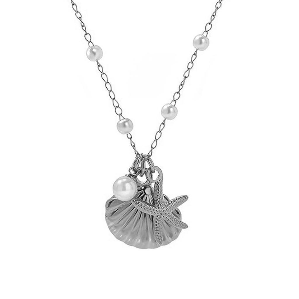Starfish and Seashell Necklace Stylish Pendant Earrings Gold Sea Theme Jewelry Titanium Steel Texture for Any Occasion
