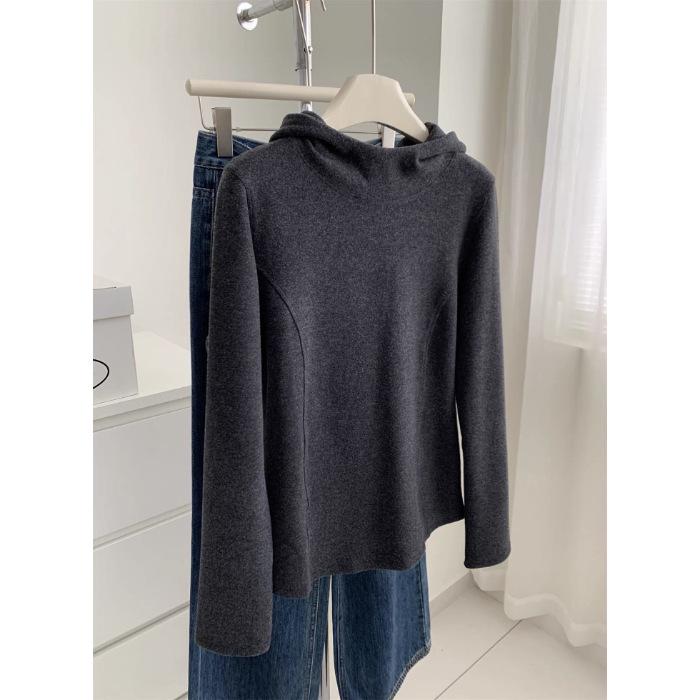 

Women s High-End Korean Style Patchwork Hoodie Sweatshirt - Warm Fleece, Stand Collar, Lazy Fit for Autumn/Winter L (suggested 100-120 lbs) темно-серого