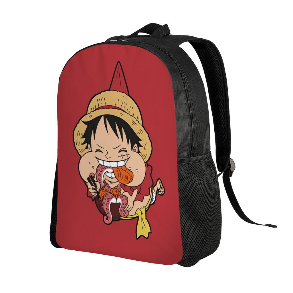Luffy Chibi Red Anime Backpack Ones Pieces Travel Backpacks Student Unisex Designer Big School Bags Kawaii Rucksack