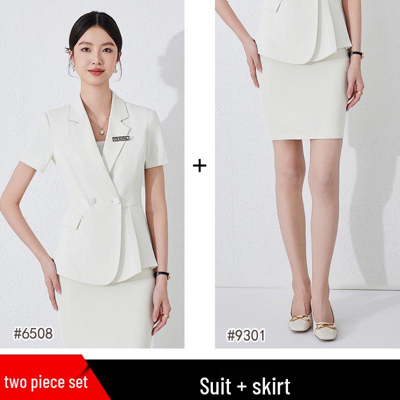 Summer 2024 Women's Professional Short Sleeve Suit Set for Reception & Retail Work