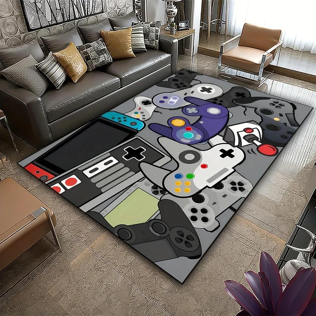 Musterteppich für Gamecontroller – Rutschfest, Maschinenwaschbarer Teppich für Schlafzimmer, Wohnzimmer, Büro, Spielzimmer, Fußmatte