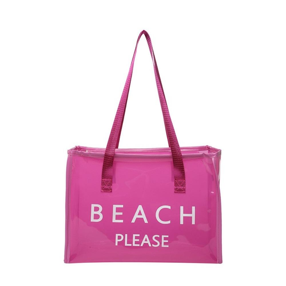 

Waterproof Transparent Tote Bag PVC Letter Shoulder Bag Cute Jelly Handbag Outdoor