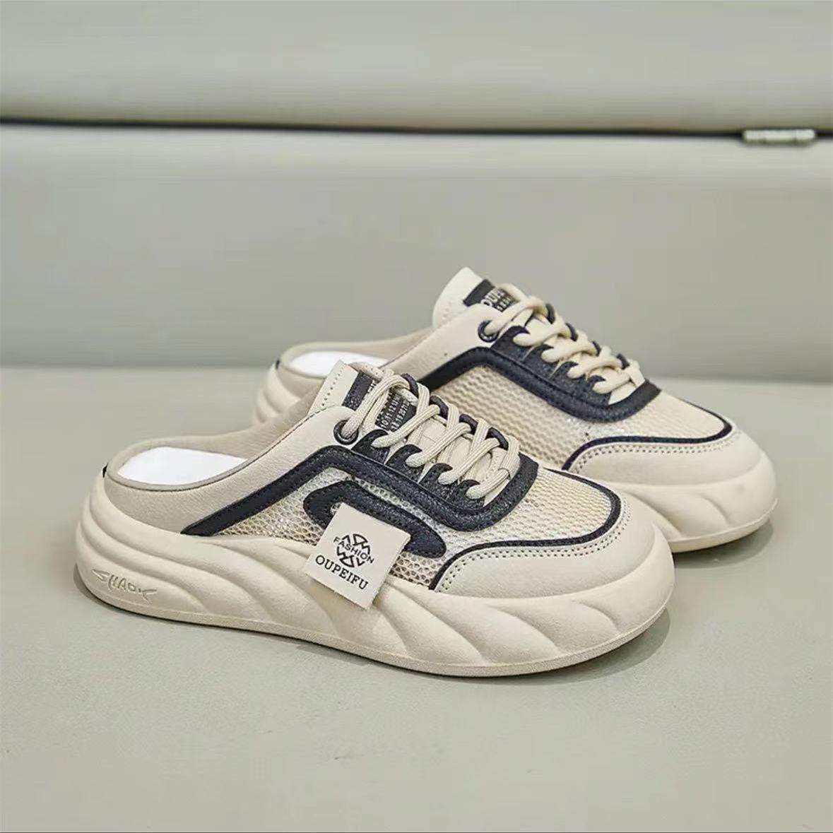 

Sandals women s outer wear 2025 popular soft sole fashionable versatile mesh white shoes Korean version casual bag head outer wear sandals 35 чёрный