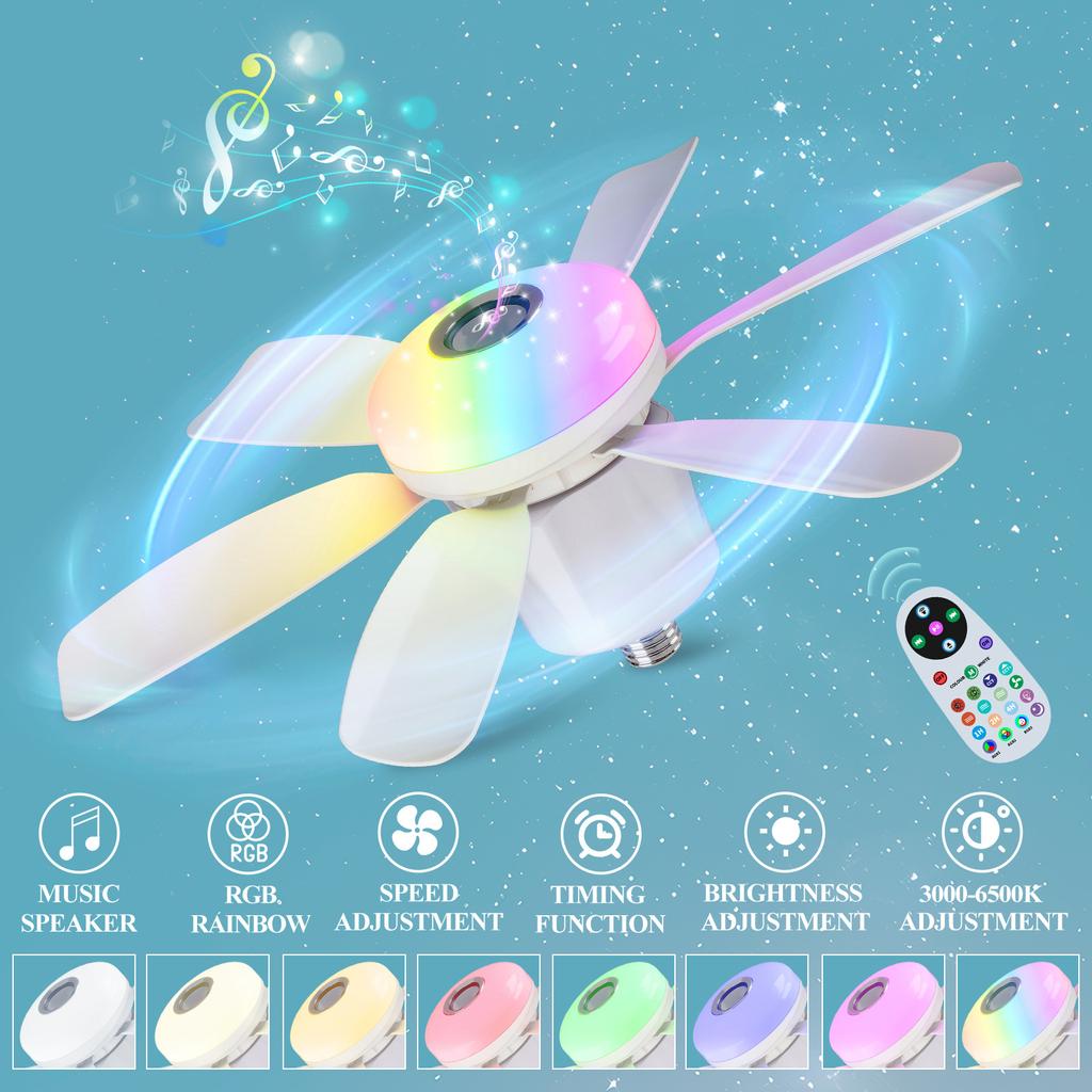 2-in-1 RGB Ceiling Light Remote Control Timing Function Hanging Fan with LED Lighting Speed Adjustable