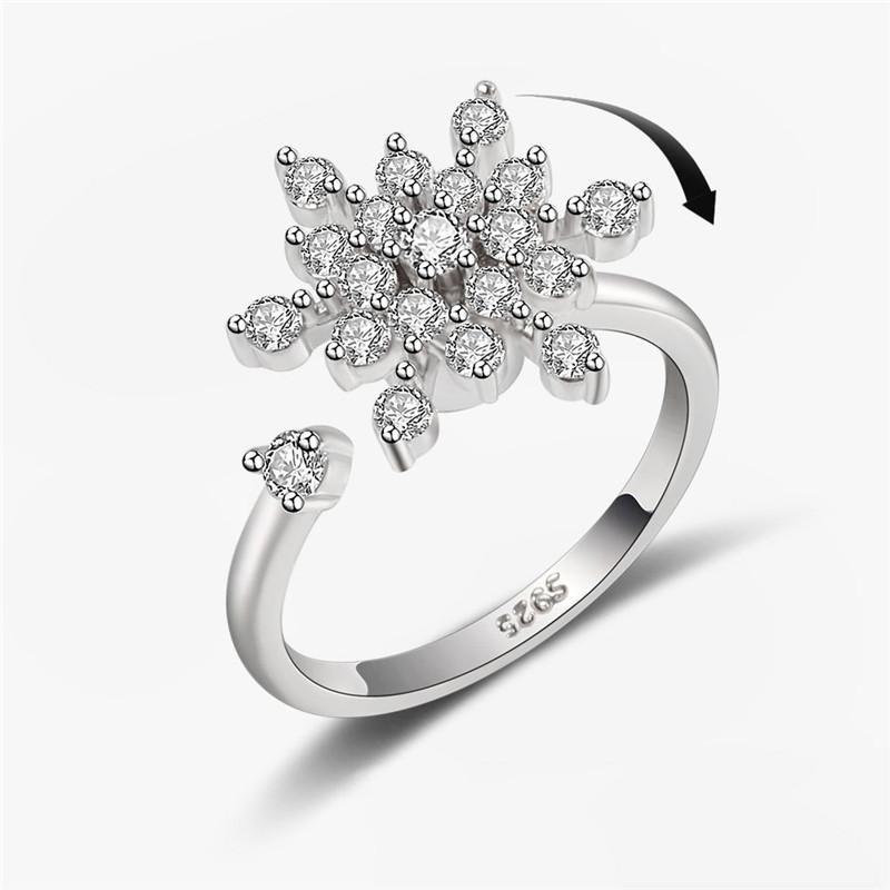 Anelli Antistress Ansia Fidget per Donna Multipli Cristallo Fiore Sole Cuore Metallo Spinner Anello Rotante Gioielli da Matrimonio