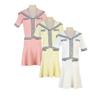 Baja French Short Skirt: Spring/Summer Navy Collar Color Block Knit Set for Women